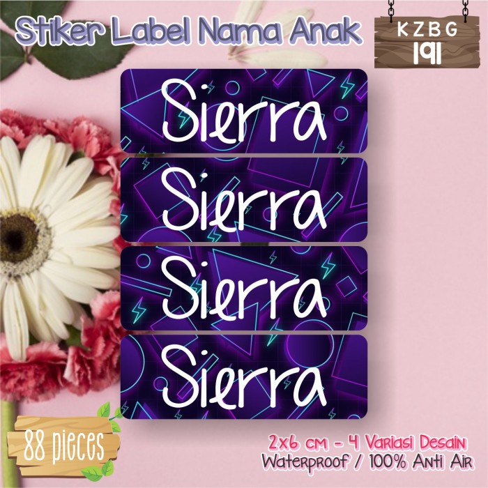 

TERBAIK stiker label nama anak waterproof pensil sepatu sekolah botol KZBG-191