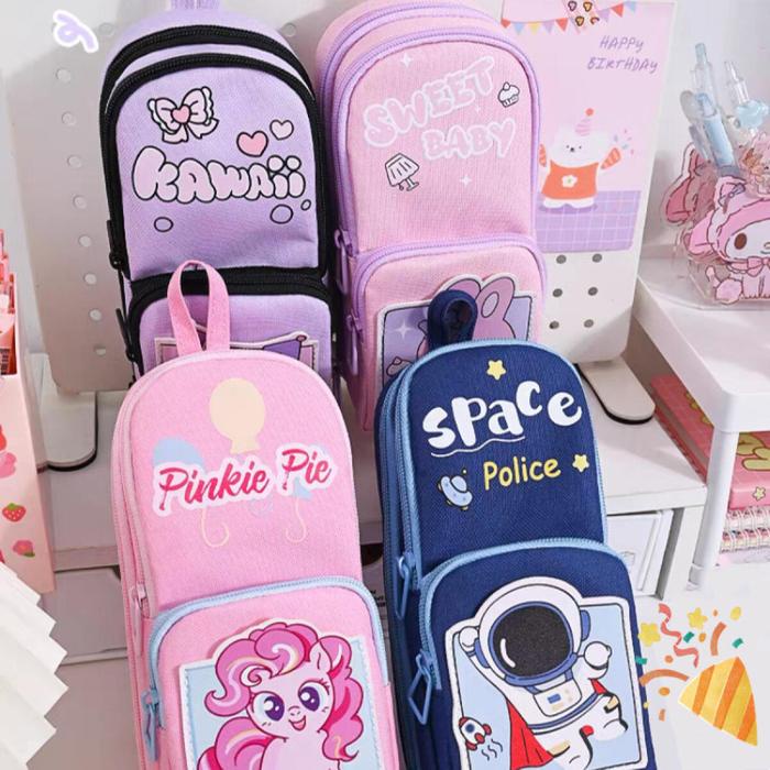 

DISKON Tempat Pensil Dekorasi Glitter Karakter 3D Kapasitas Besar Model Tas Lucu Gaya Korea/Tempat