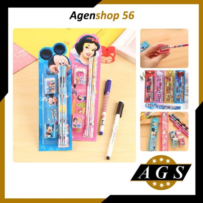 

DISKON [AGS] Alat Tulis Set Mini Stationary Set Sekolah 5 in 1 Pensil Set