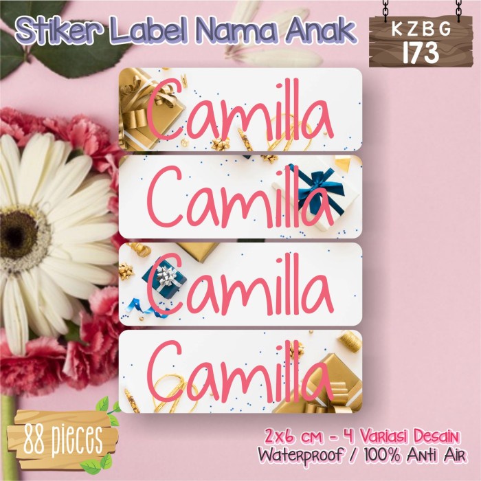 

PROMO stiker label nama anak waterproof pensil sepatu sekolah botol KZBG-173