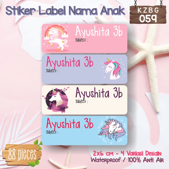 

SPECIAL stiker label nama anak waterproof pensil sepatu sekolah botol KZBG-059