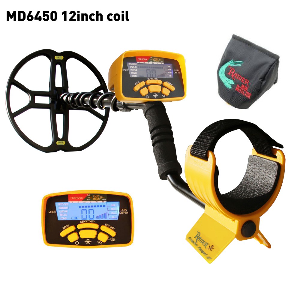 MONC Professional Underground Metal Detector MD6450 Gold Search Target ID Shielded Metal 12 inch Coi