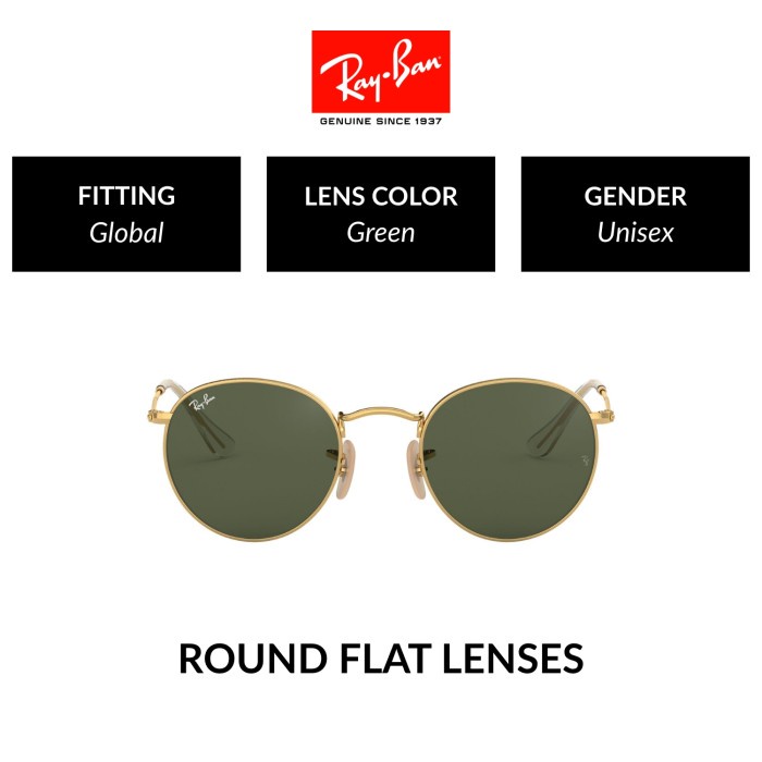 RAY-BAN ROUND METAL RB3447N 1 Global Fit Kacamata Hitam 53mm