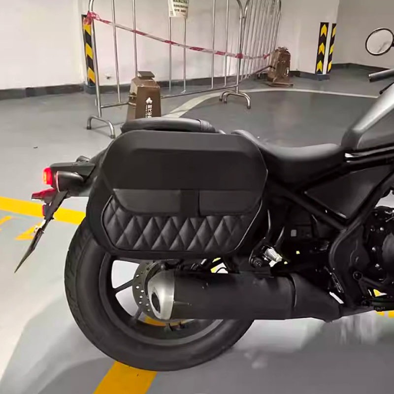 PRF 19.5L Motorcycle Side Saddlebags PU Leather Waterproof Saddle Bag Luggage Storage For Honda CMX1