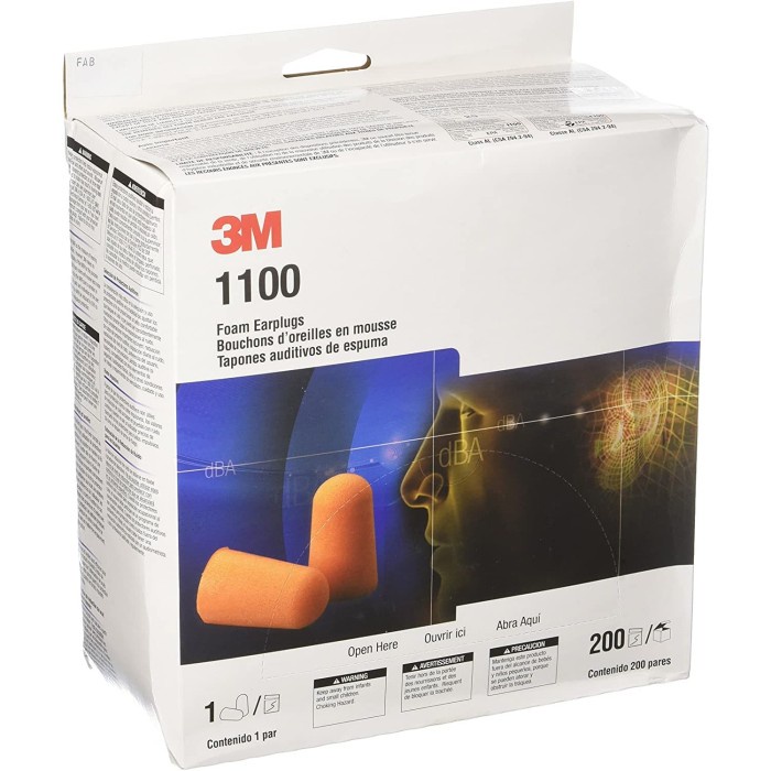 3M Foam Earplugs 1100 Uncorded - 1 Box