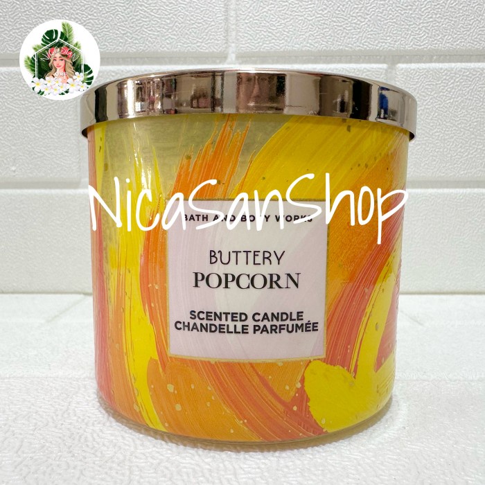 Bath & Body Works BUTTERY POPCORN 3 Wick Candle Lilin Aromaterapi