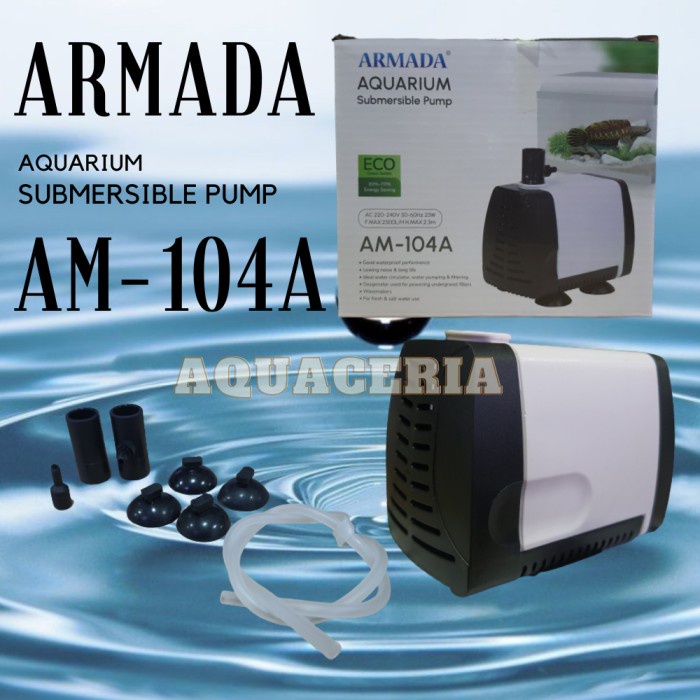 Mesin Pompa Celup Armada Am 104A Pompa Air Aquarium Kolam 2,3M 2500L/H