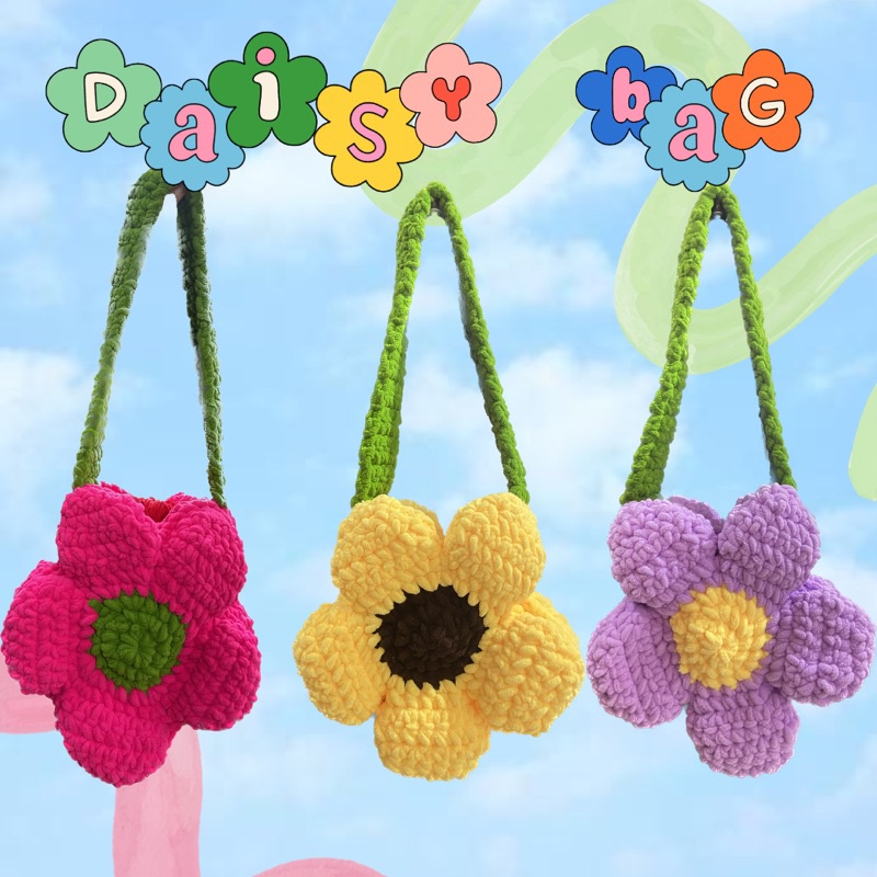 Daisy bag-tas rajut bunga fluffy