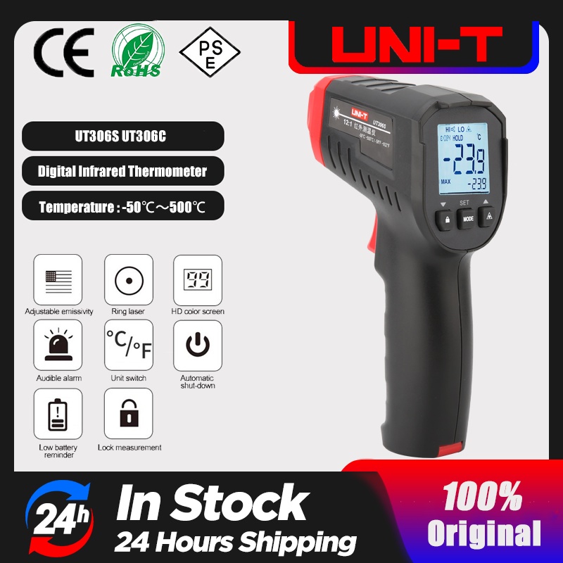 ROD UNI-T Digital Infrared Thermometer UT306C UT306 PRO Industrial Non-contact Laser Temperature Gun