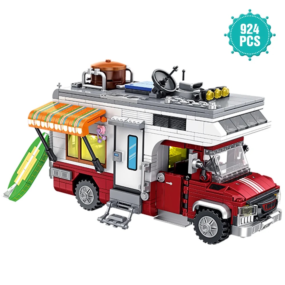 QCOOL 927PCS Lighting Camper-Van Building Set Camper Vehicles Construction Building Bricks Set for T