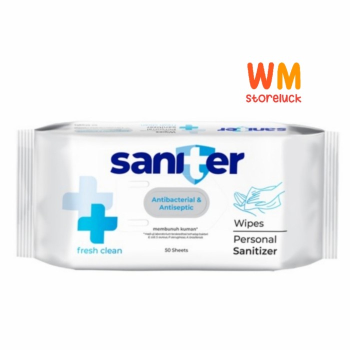 Gratis Ongkir  1 Pcs Tissue Basah Saniter Antiseptic & Antibacterial 50 Sheets/Tisu Basah Saniter