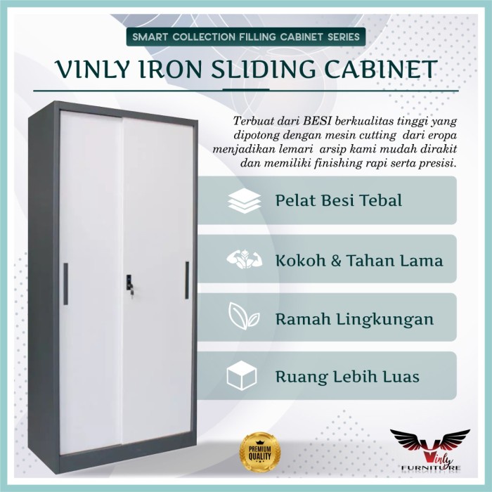 

Filling Cabinet / Lemari Arsip Besi 2 Pintu Sliding Full Plat La-09