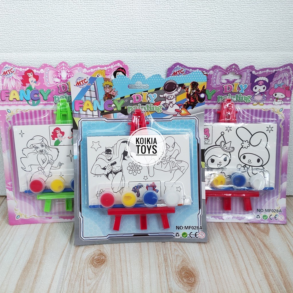 Awet Mainan Edukasi Papan Lukis Set Melukis Anak Dengan Stand Easel Mewarnai Cat Air