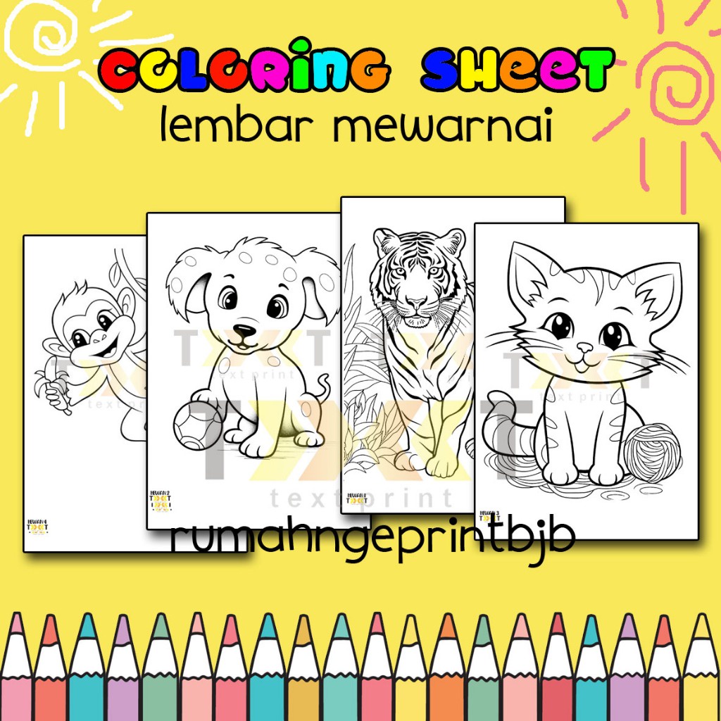 

Kejar Promo Kertas Gambar Mewarnai A4 Tema Hewan - (Coloring Sheet) Anak Usia Paud Tk Sd