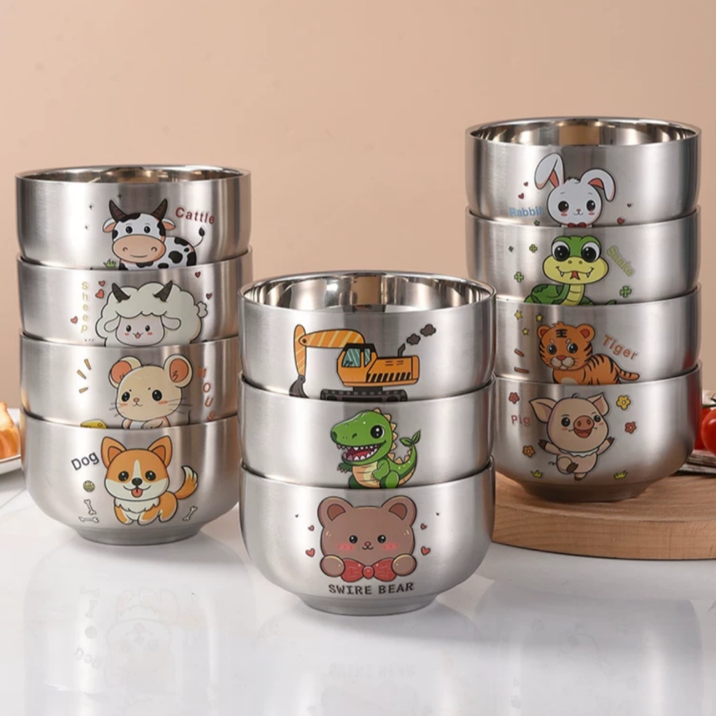 Promo  Mangkok Stainless Karakter Shio Ukuran Besar/Mangkok Platinum Stainless Karakter Silsilah