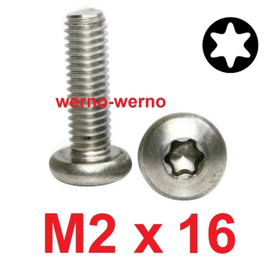 Baut Torx M2x16 Stainless Bintang Pan Head Bolt 2mm x 16mm M2*16 Screw T6 Sekrup M2