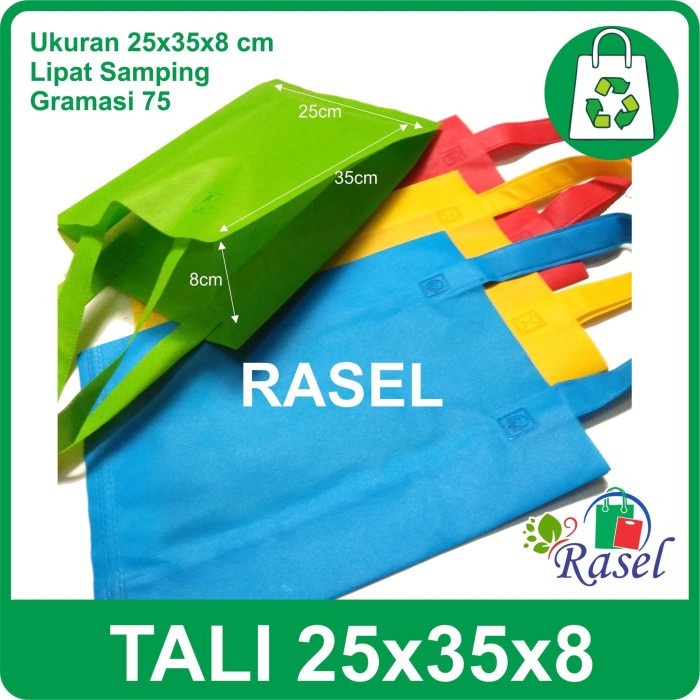 

Flashshow 25x35x8 cm Tas Kain Spunbond Goodie Bag Kantong Goody polos souvenir