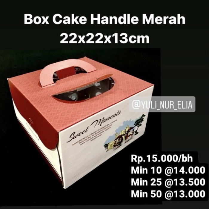

Flashshow Box Cake Handle Merah 22x22x13cm