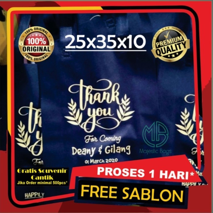 

Flashshow Sablon Tas goodie bag berkualitas Uk 25x35x10 cm