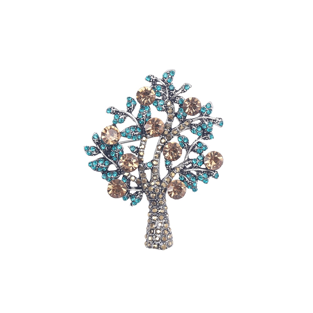 Dear Princess Brooch Bros Anti Karat Fashion and Dazzling Plated Gold Tree Of Life Brooch with Brown
