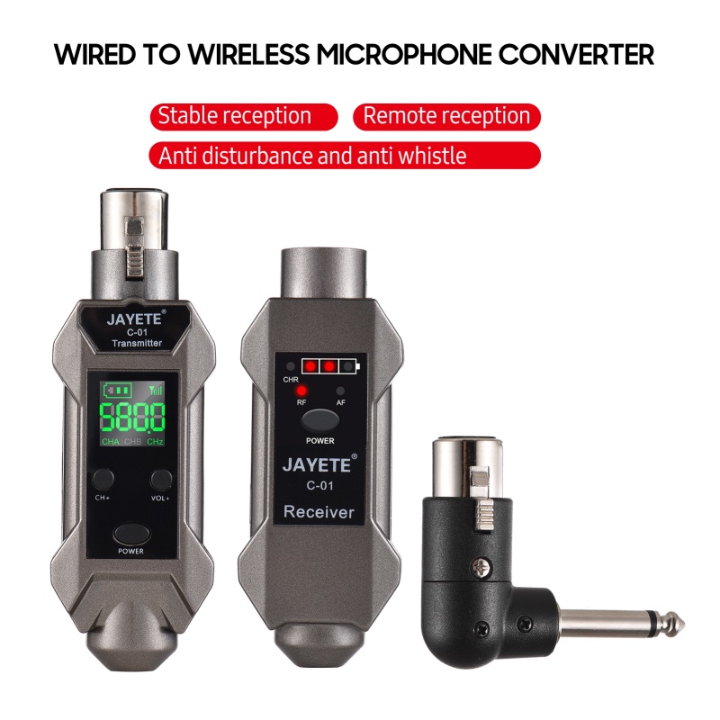 CAUD JAYETE C-01 UHF Microphone Wired to Wireless Adapter Reception Transmission Compatible with Dyn