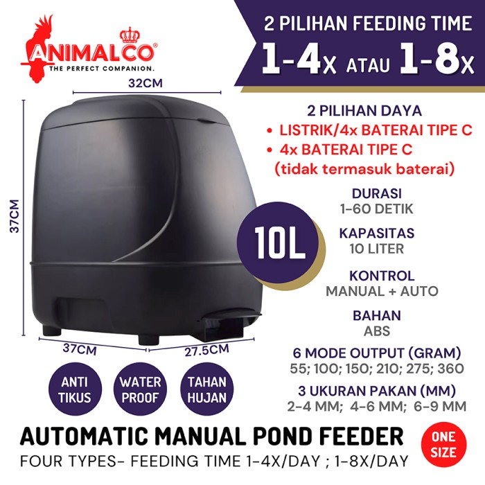 PEMBERI MAKAN IKAN OTOMATIS 10 L / FISH POND FEEDER/ KOI FEEDER KOLAM