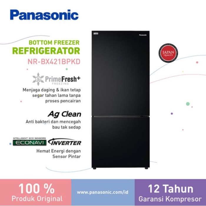 KULKAS FREEZER BAWAH PANASONIC NR-BX421BPKD 422 LITER BOTTOM FREEZER