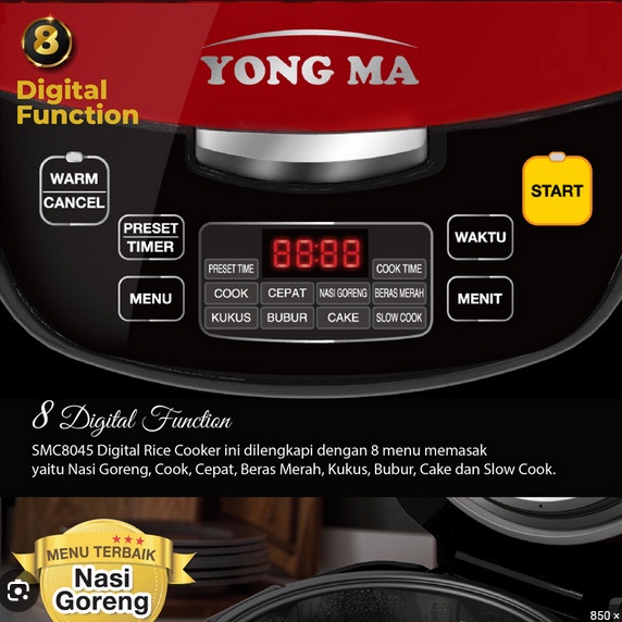 COM YONGMA SMC 8045 SMC8045 DIGITAL PENANAK NASI SERBAGUNA