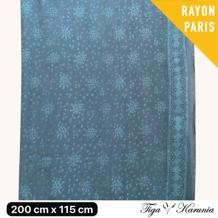Kain Batik Cap Premium Solo Motif Abstrak Blueish Grey Rayon Paris