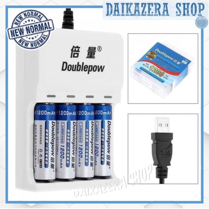 CHARGER BATERAI 4 SLOT AA/AAA PLUS BONUS 4 BATERAI AA 1200MAH - BTY KODE 991