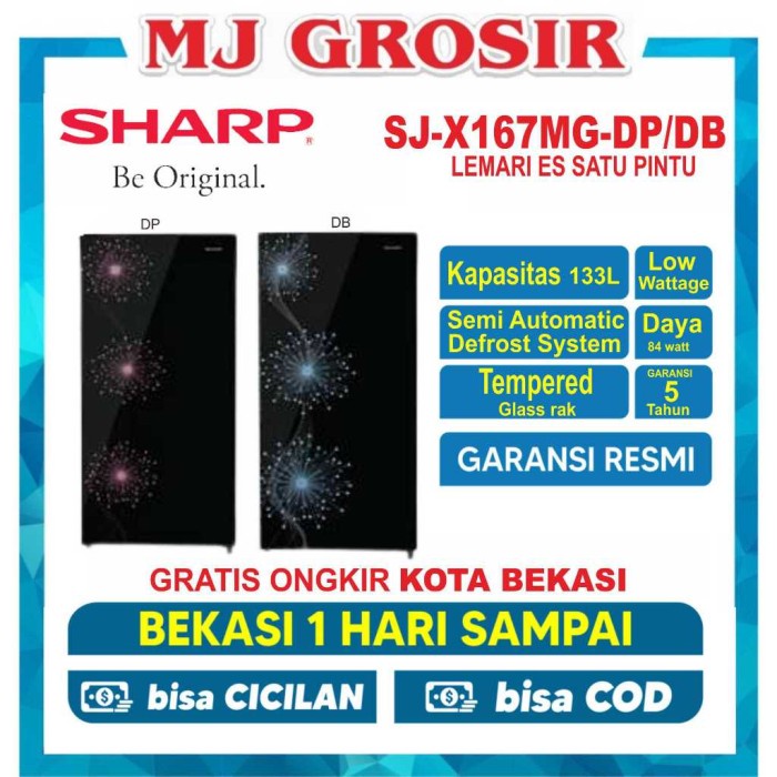 Terbaru Kulkas Sharp Sj-X 167 Mg Lemari Es 1 Pintu Sjx167Mg Shine Magneglass