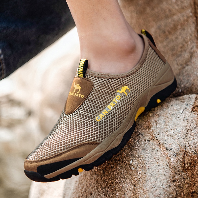 Murah Sepatu Hiking Pria Casual Sepatu Slip On Tanpa Tali Gunung Outdoor Tracking Sepatu Mendaki