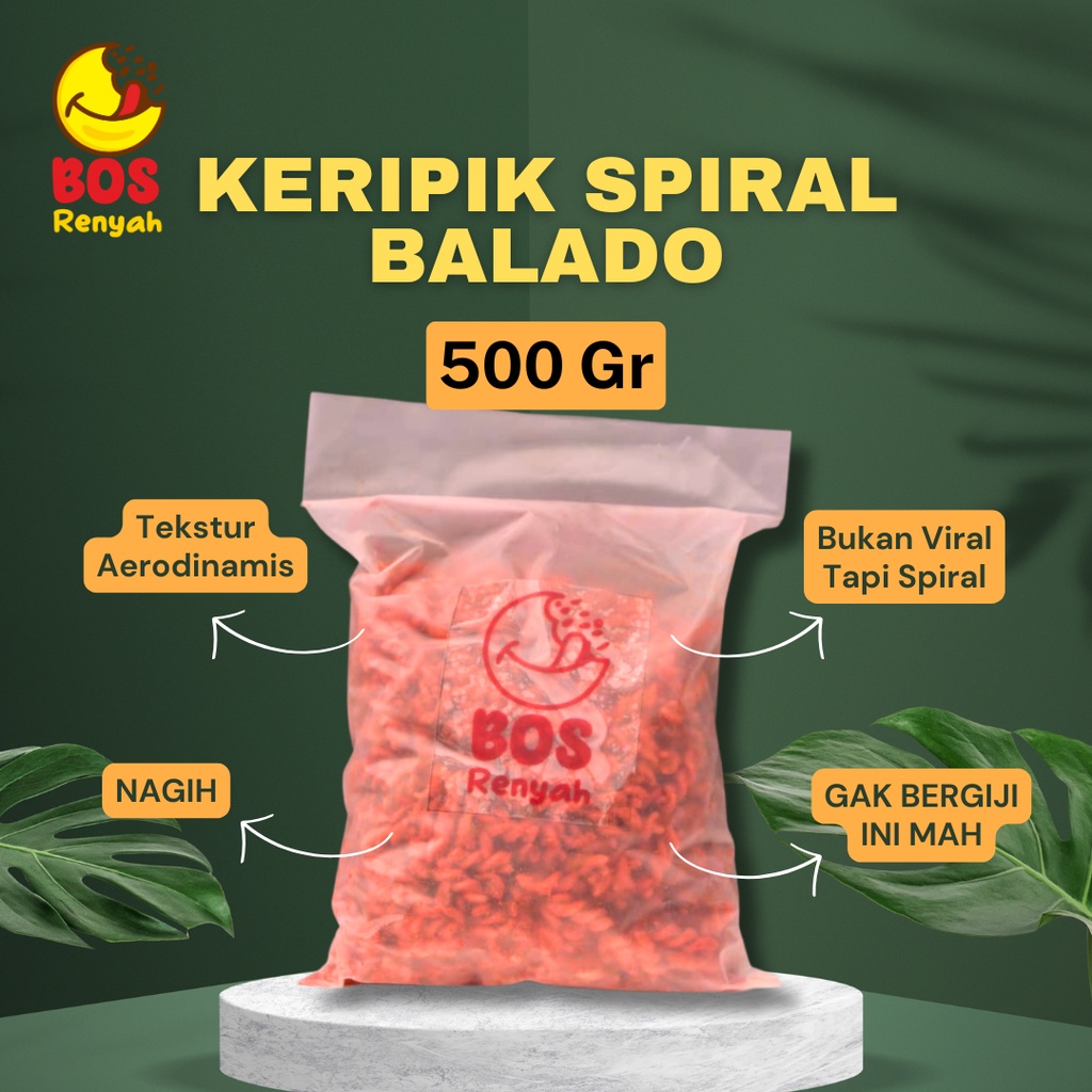 

Bosrenyah Keripik Spiral Balado 500gr Camilan Pedas Renyah Snack Viral yang Bikin Ketagihan