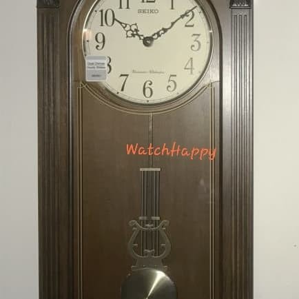 Jam Seiko Wooden Wall Clock Qxh066B Dual Chimes Qxh066