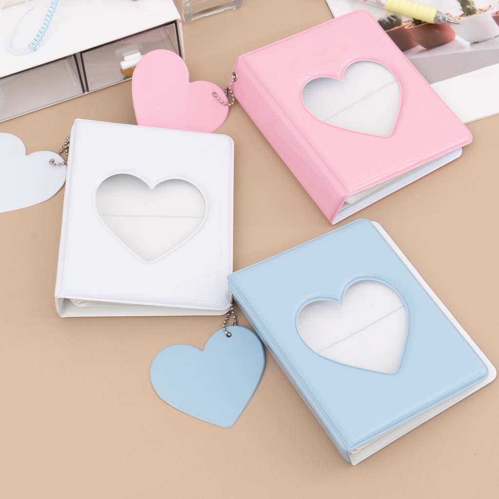 

1piece 3 Inch Photocard Holder Heart Love Hollow Photo Album 32 Pockets Card Binder Mini Idol