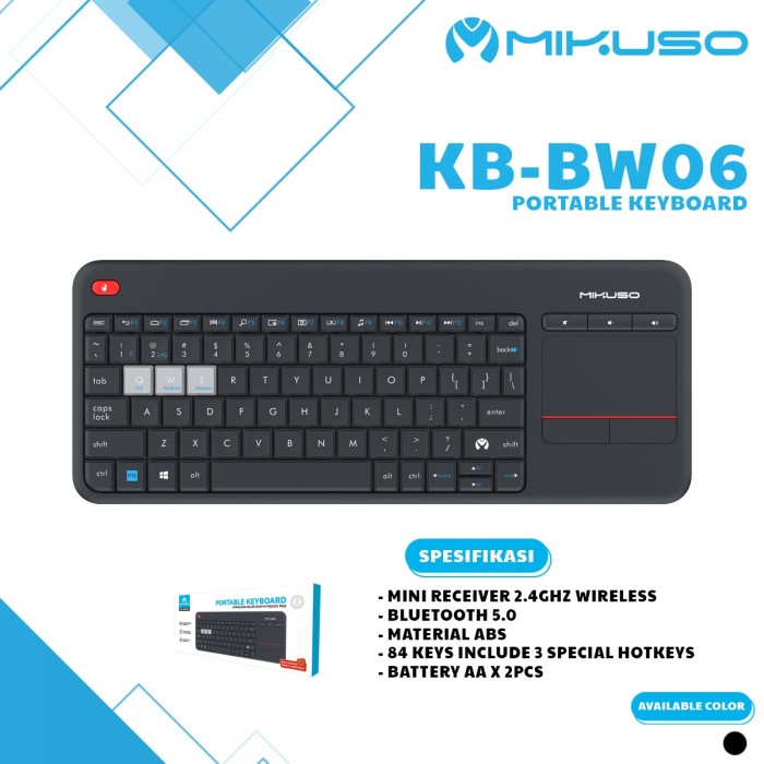 Mikuso KB-BW06 Wireless Bluetooth Portable Keyboard Touch Pad Hitam