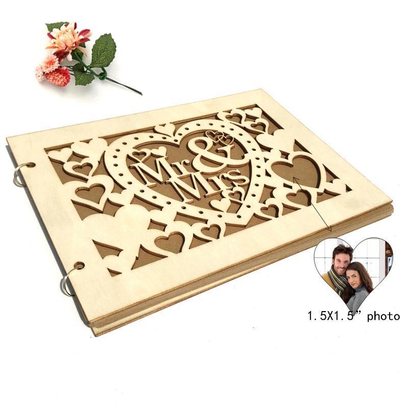

Couple Wooden Wedding Guest Book Wedding Birthday Holiday Party Sign In Guest Book Photo Booth