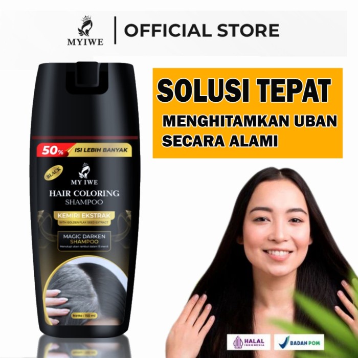 Myiwe Shampo Penghitam Rambut Uban Permanen Asli Original Hitam