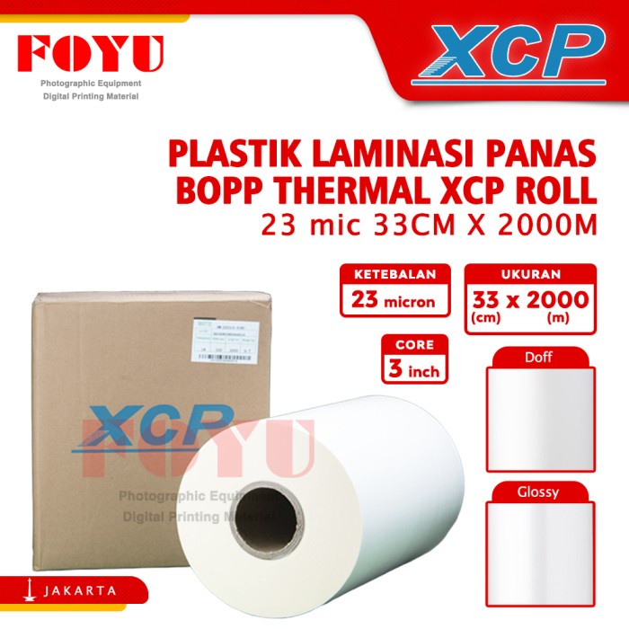 

Bisa Gosend! Plastik Laminasi Panas Bopp Thermal Xcp Roll 23 Mic 33Cm X 2000M