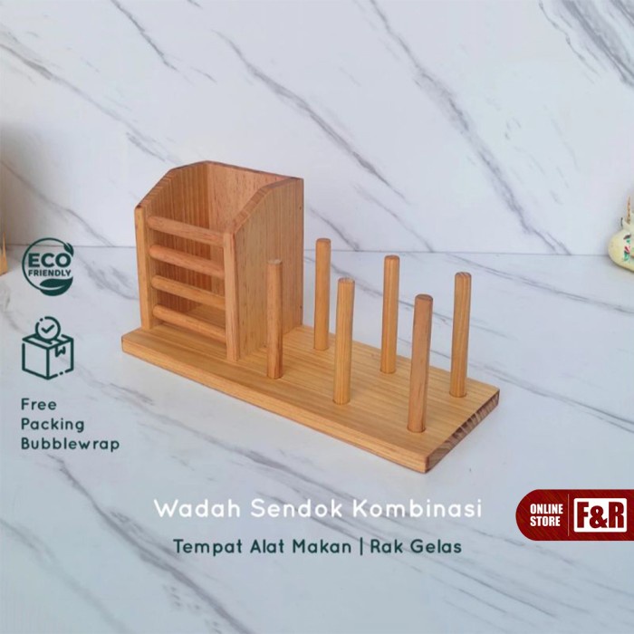 terbaru  kitchen set rak gelas piring kayu serbaguna dish rack susun aesthetic multifungsi ready