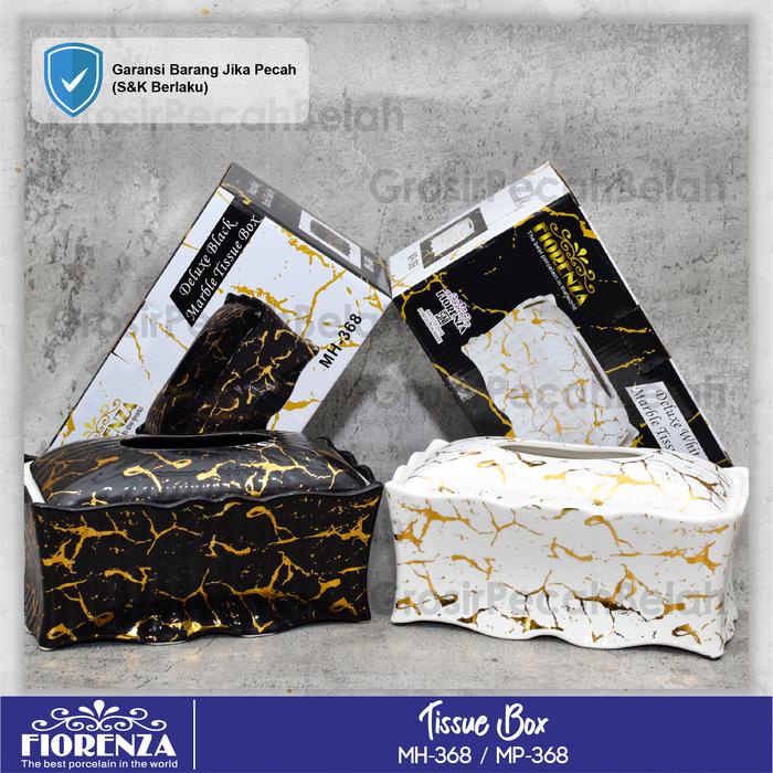 Tempat Kotak Tisu Tissue Keramik Segi Motif Marble Fiorenza 368