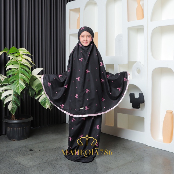 Terlaris Mahkota786 - Mukena Coquette Anak Mukenah Anak Perempuan Remaja Travel Pita Pink 2In1