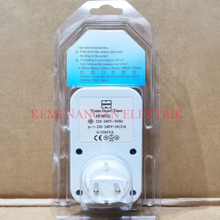 Kitani Stop Kontak Timer 2 Jam / Alat Pengatur Waktu Manual