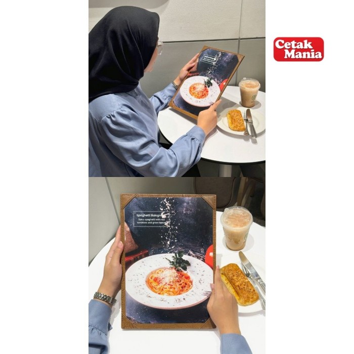 Cetak Mania - Buku Menu Kulit Cafe Series Varian 1 sisi (One View) A4 Coklat - Cafe, Coffee Shop,