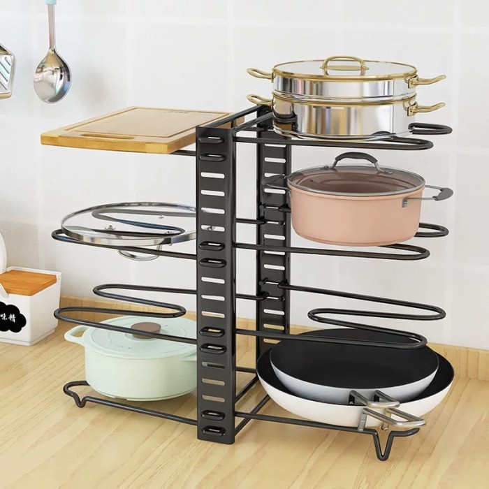 Frying Pan Pot Rack Stand / Rak Tempat Panci Wajan Korea Hitam H470