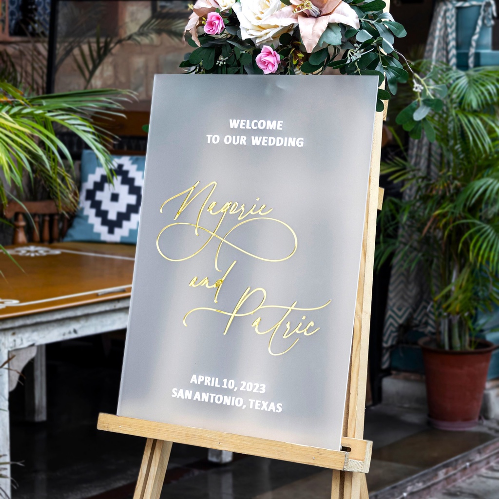 Frosted Acrylic Wedding Welcome Sign Acrylic Welcome Sign Wedding Signage Acrylic Wedding Sign 3D
