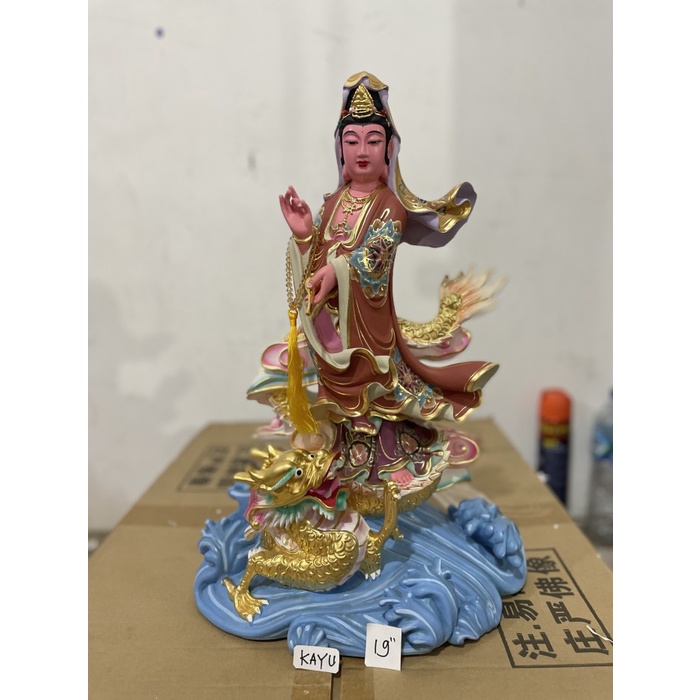 Svetlana Patung Dewi Kwan Im Injak Naga / Guan Yin Injak Naga 19 In