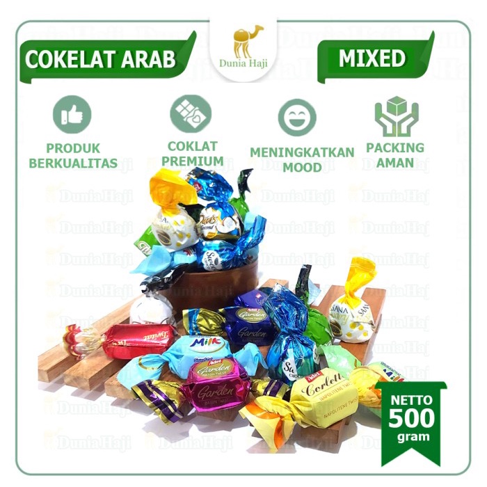 

Coklat Cokelat Arab Mix Oleh Oleh Haji dan Umroh / 500 gram