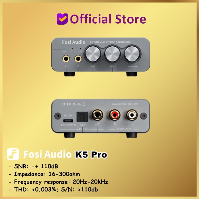 Fosi Audio K5 Pro Gaming Dac Headphone Amplifier Mini Hi-Fi K5Pro Best Quality