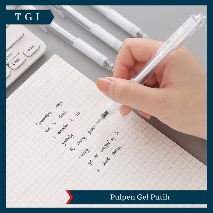 

Tgi - Pena Gel Tinta Cair Pulpen Gel Putih 0.5Mm Polos Bolpoin Gel Mekanik Tinta Hitam Alat Tulis